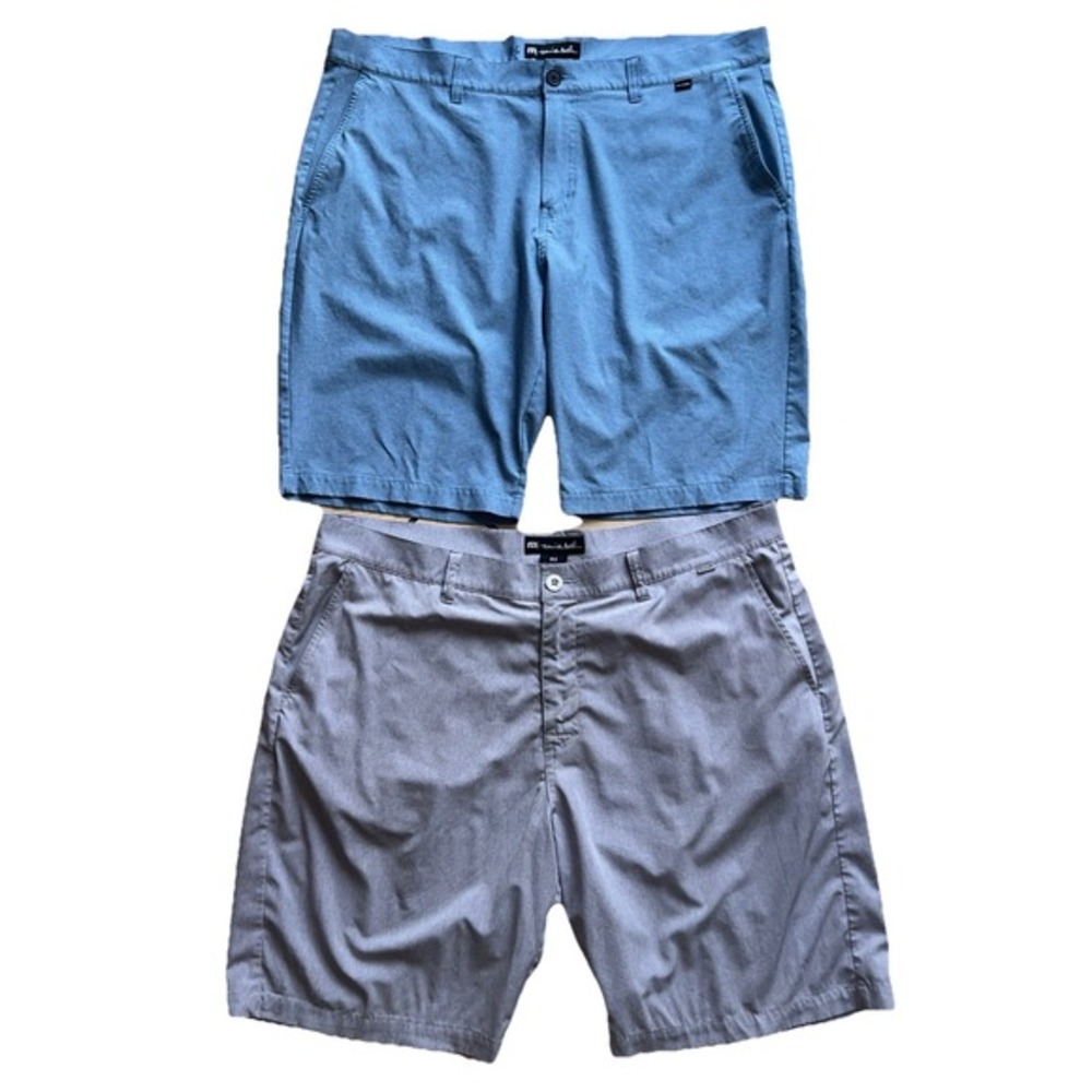 Travis Mathew Shorts Mens 40 Gray&Blue‎ Golf Stretch Wicking Performance-2 Pair